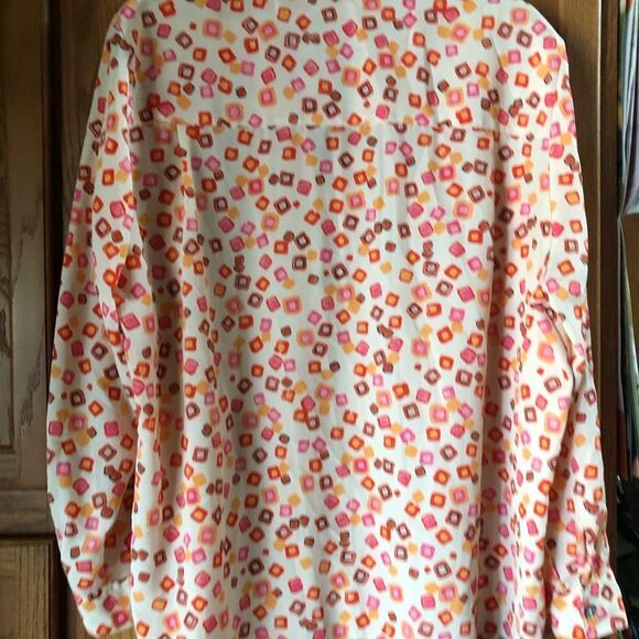 JORDAN WOMAN Collared Buttons Geometric Roll Tab Sleeve Blouse - 20 - Picture 11 of 13